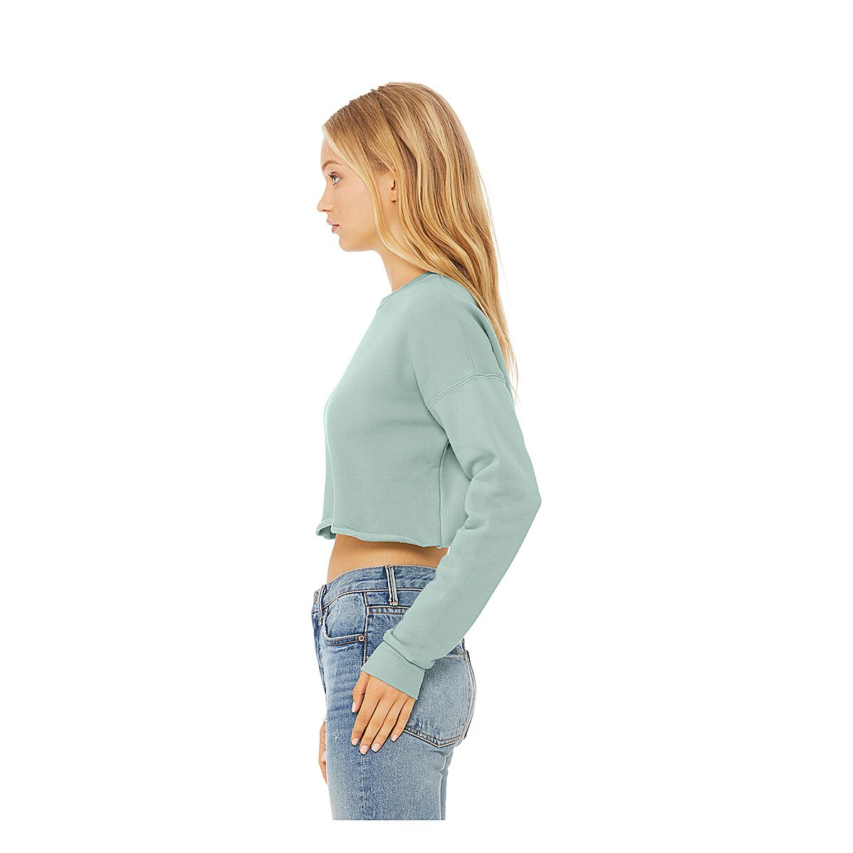 Bella Canvas Cropped Crew Fleece - Dusty Blue, Large | Michaels