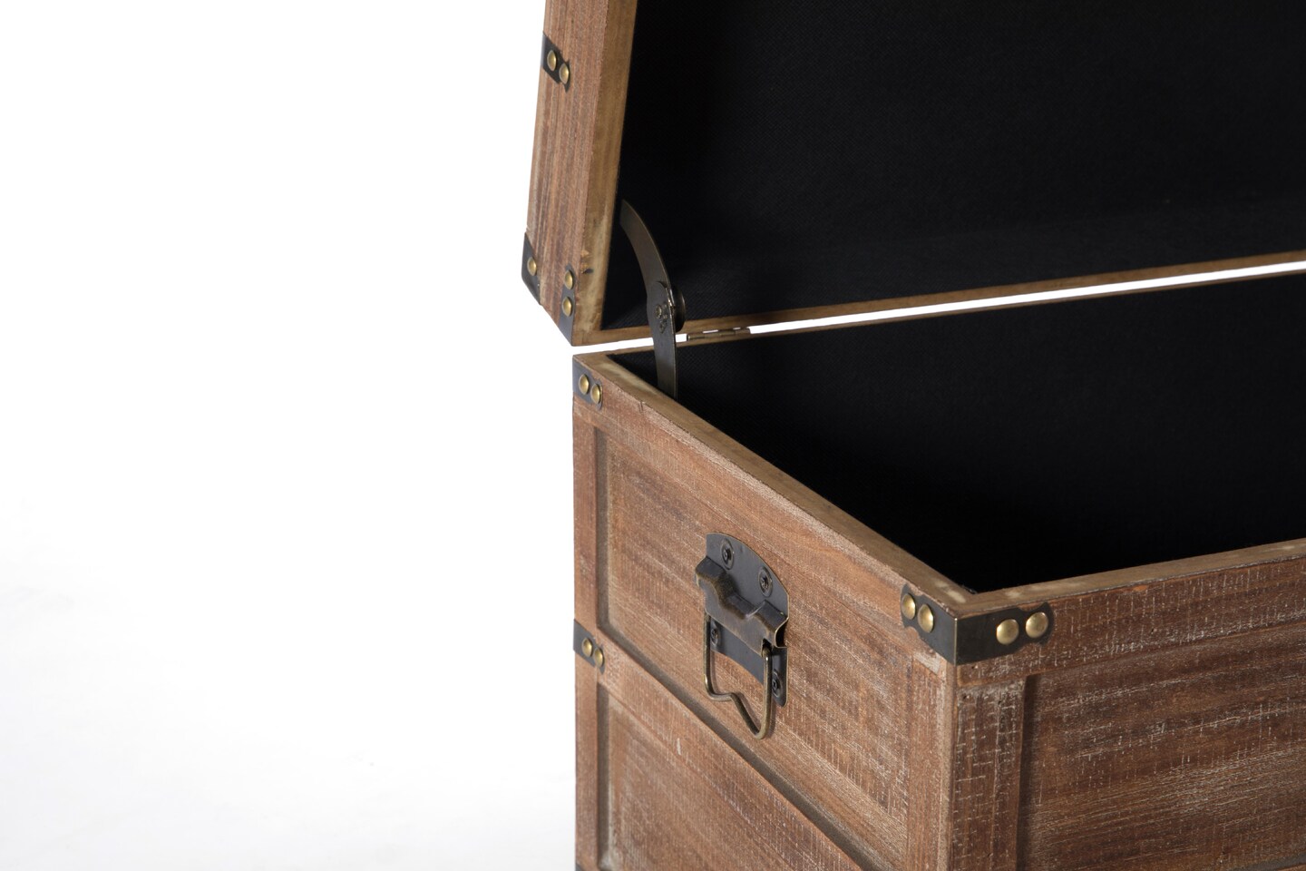 Wooden Rectangular Lined Rustic Storage Trunk with Latch