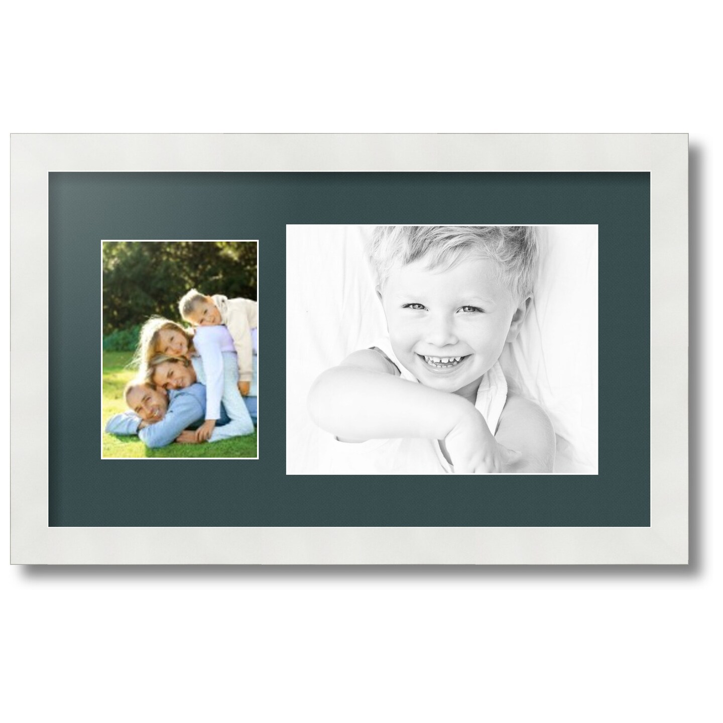 ArtToFrames Collage Photo Picture Frame with 1 - 5x7, 8x10 inch Openings, Framed in White with Over 62 Mat Color Options and Regular Glass (CSM-3966-166)
