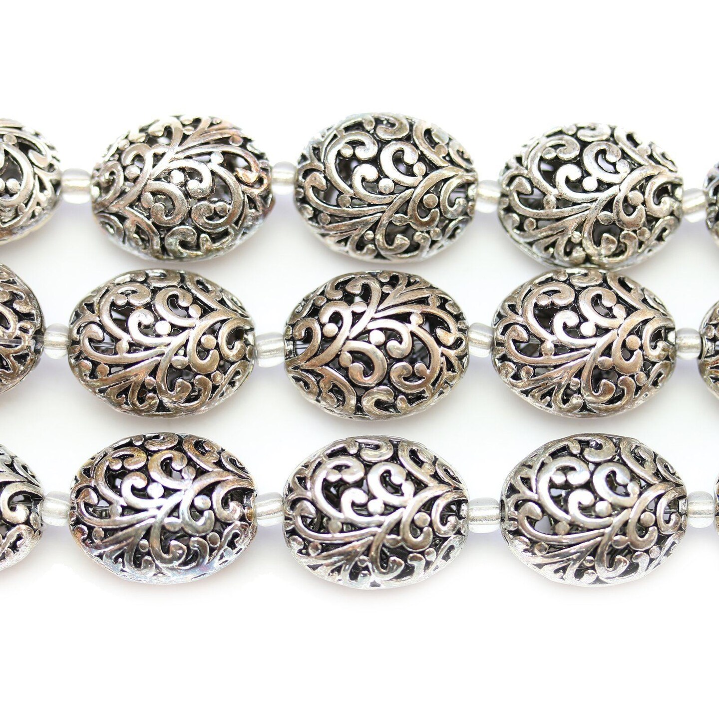 Silver Plated Zinc Alloy High Detail Oval 17x20mm Beads Michaels