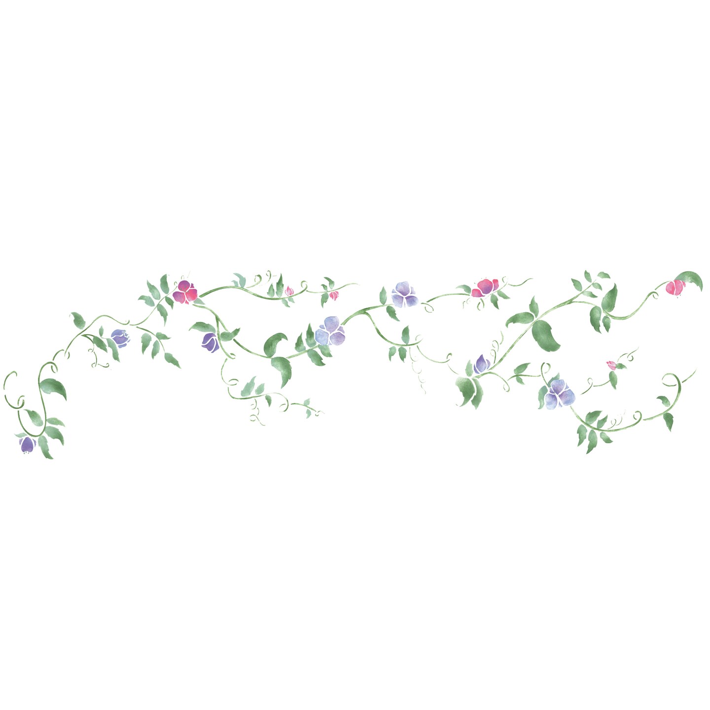 Sweet Peas Flower Vine Wall Stencil | 2723 by Designer Stencils | Floral Stencils | Reusable Art Craft Stencils for Painting on Walls, Canvas, Wood | Reusable Plastic Paint Stencil for Home Makeover | Easy to Use &#x26; Clean Art Stencil