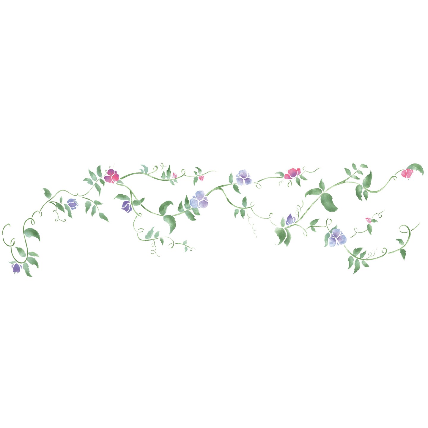 Sweet Peas Flower Vine Wall Stencil | 2723 by Designer Stencils | Floral Stencils |