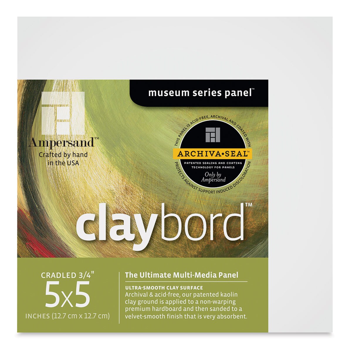 Ampersand Claybord - 5&#x22; x 5&#x22;, 3/4&#x22; Cradled