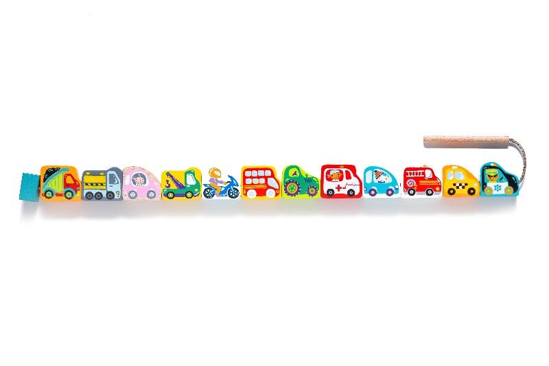 Wise Elk/Cubika Wooden Lacing Toy - Flying Cars
