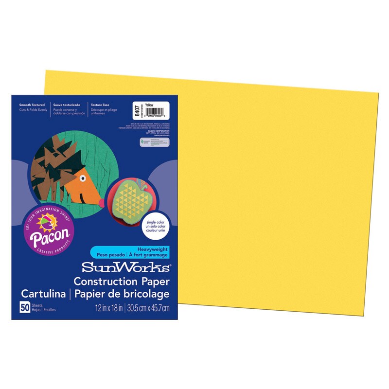 Construction Paper, Yellow, 12