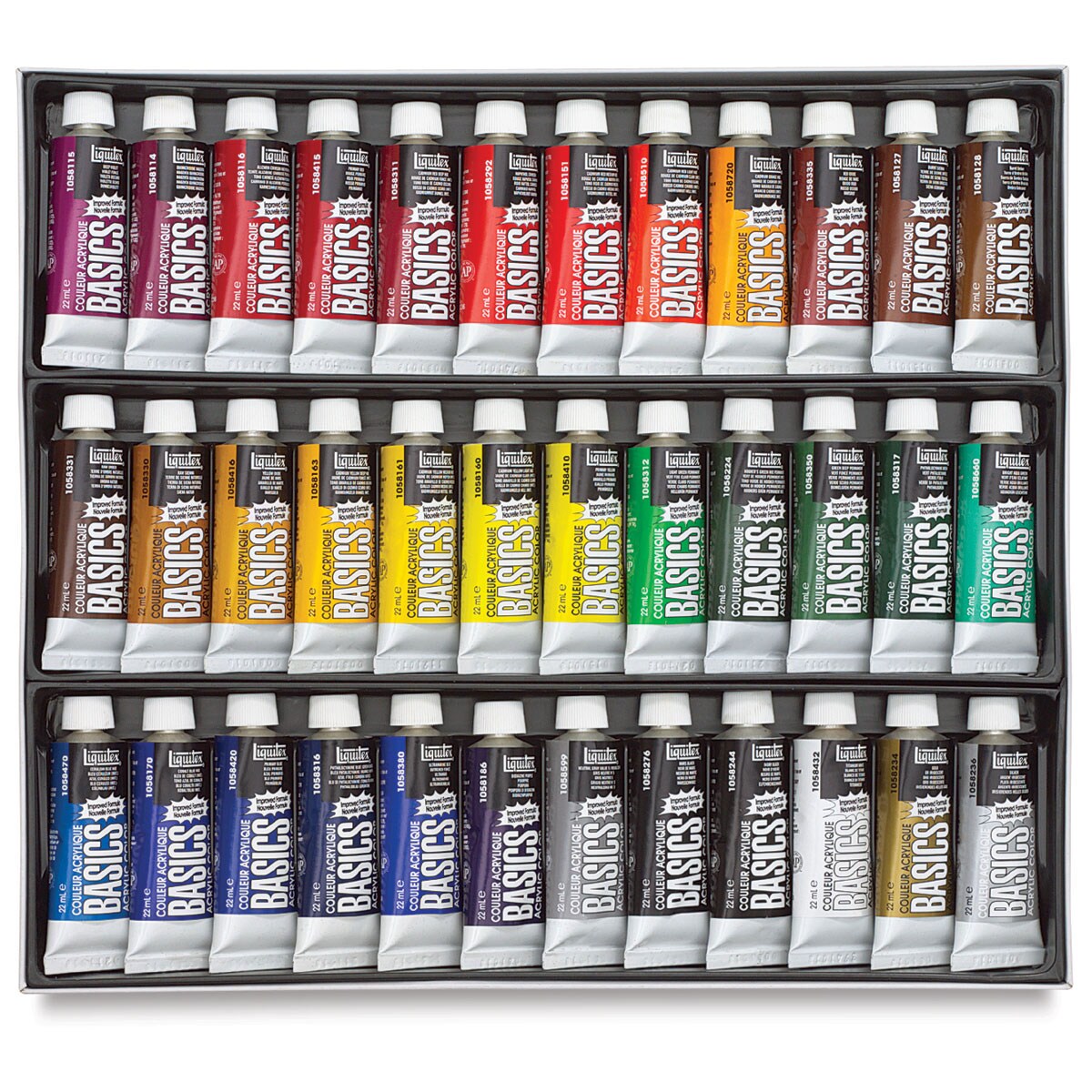 Liquitex Basics Acrylic Paints - Set of 36, Assorted Colors, 22 ml