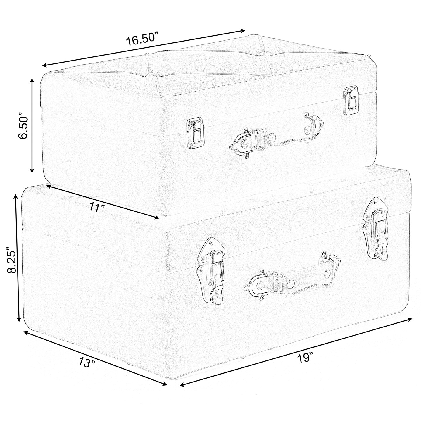 Decorative Tufted Velvet Suitcase Treasure Chest Set of 2