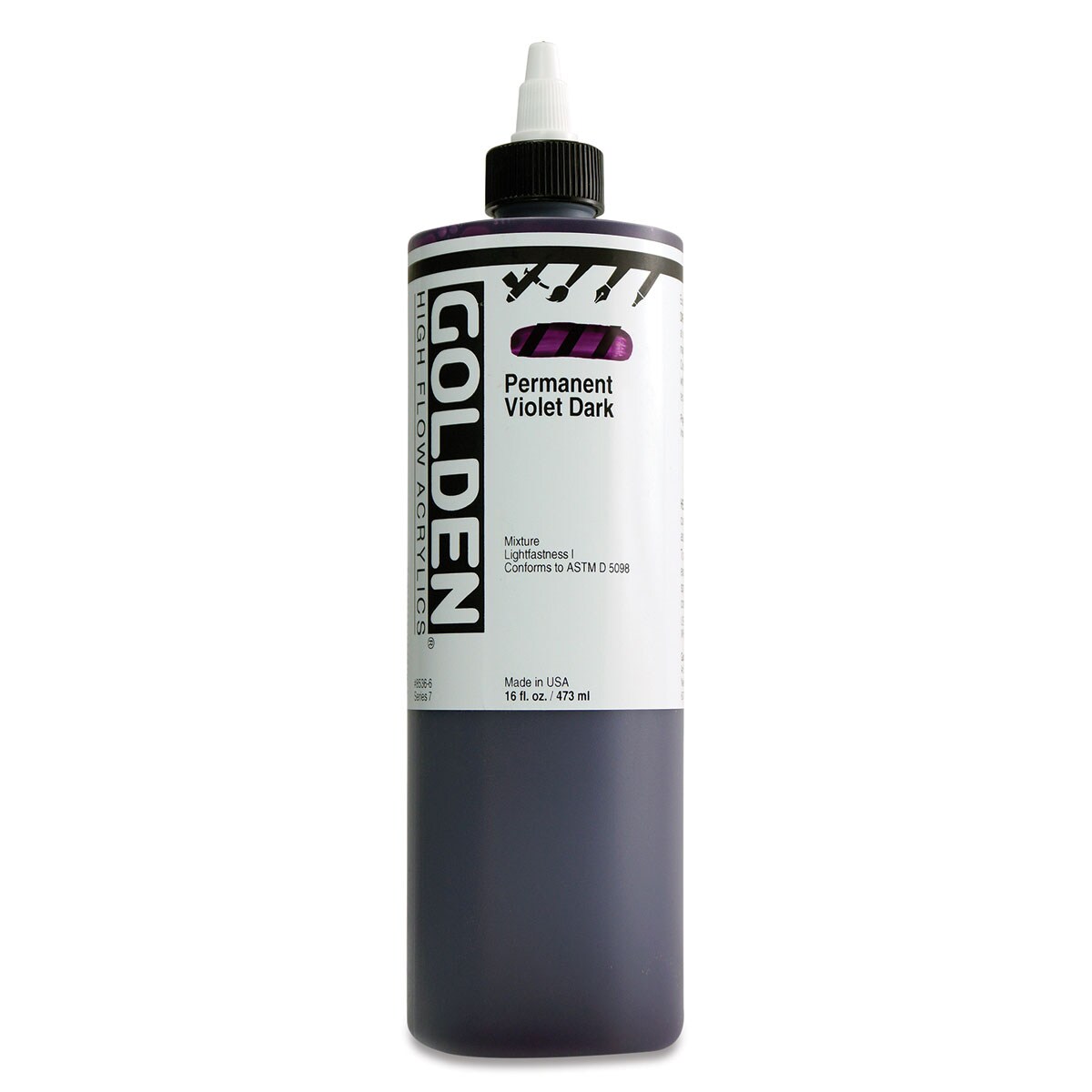 Golden High Flow Acrylics - Permanent Violet Dark, 16 oz bottle