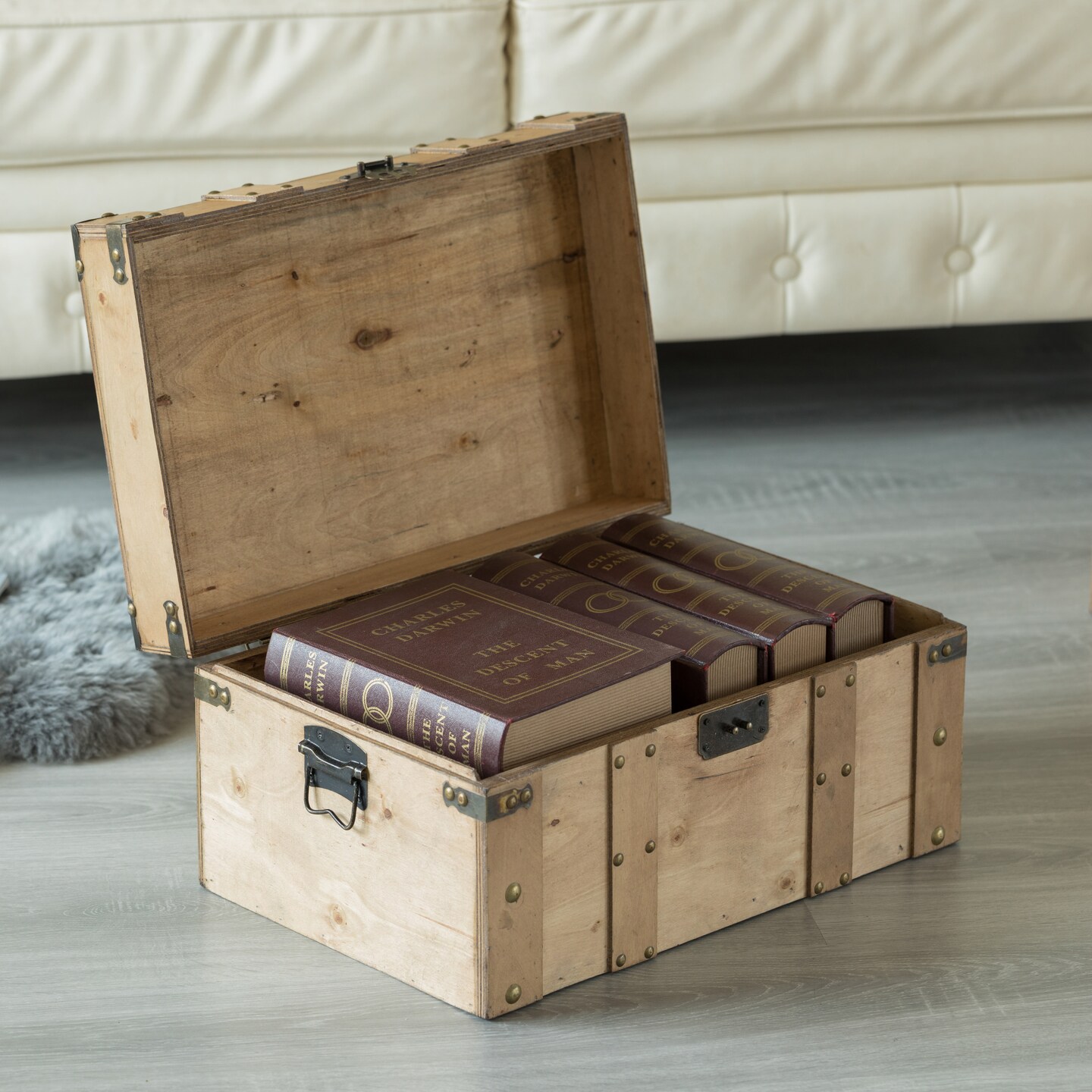 Natural Wooden Style Trunk with Handles