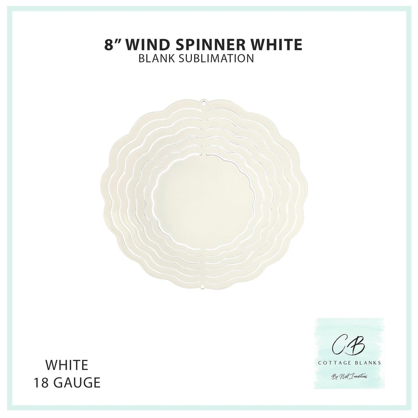 8 Inch Wind Spinner All White Sublimation Blank Pack of 6