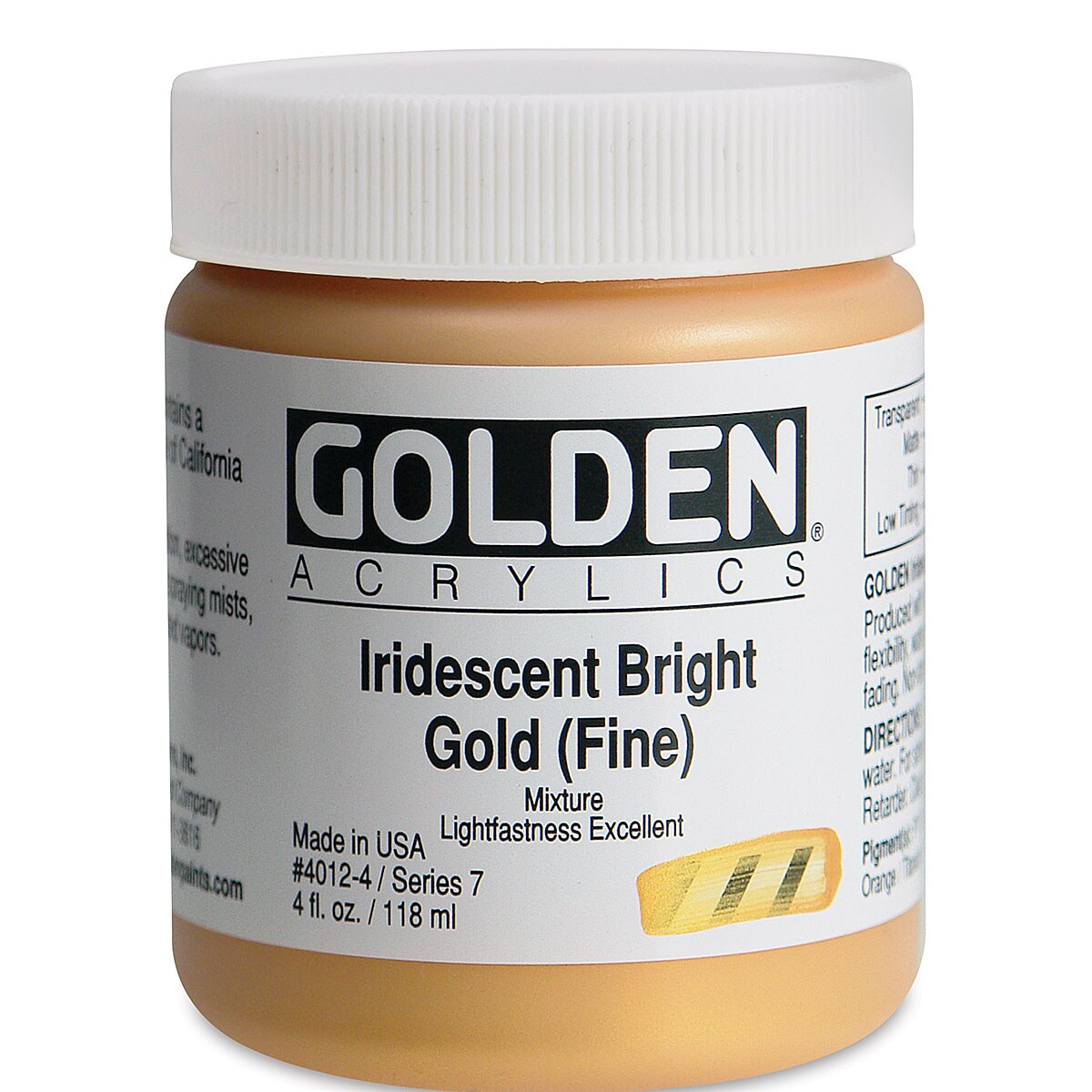 Golden Heavy Body Artist Acrylics - Iridescent Bright Gold (Fine)(65), 4 oz Jar