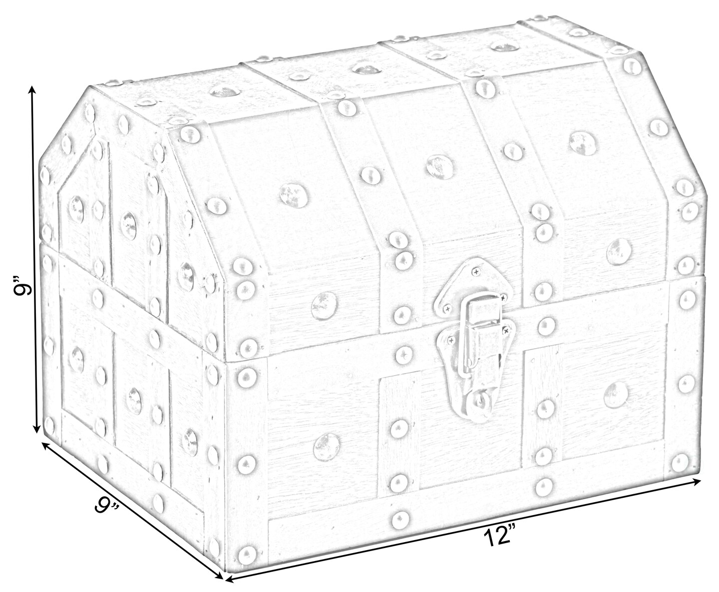 Black Vintage Caribbean Pirate Chest with Decorative Nailed Design