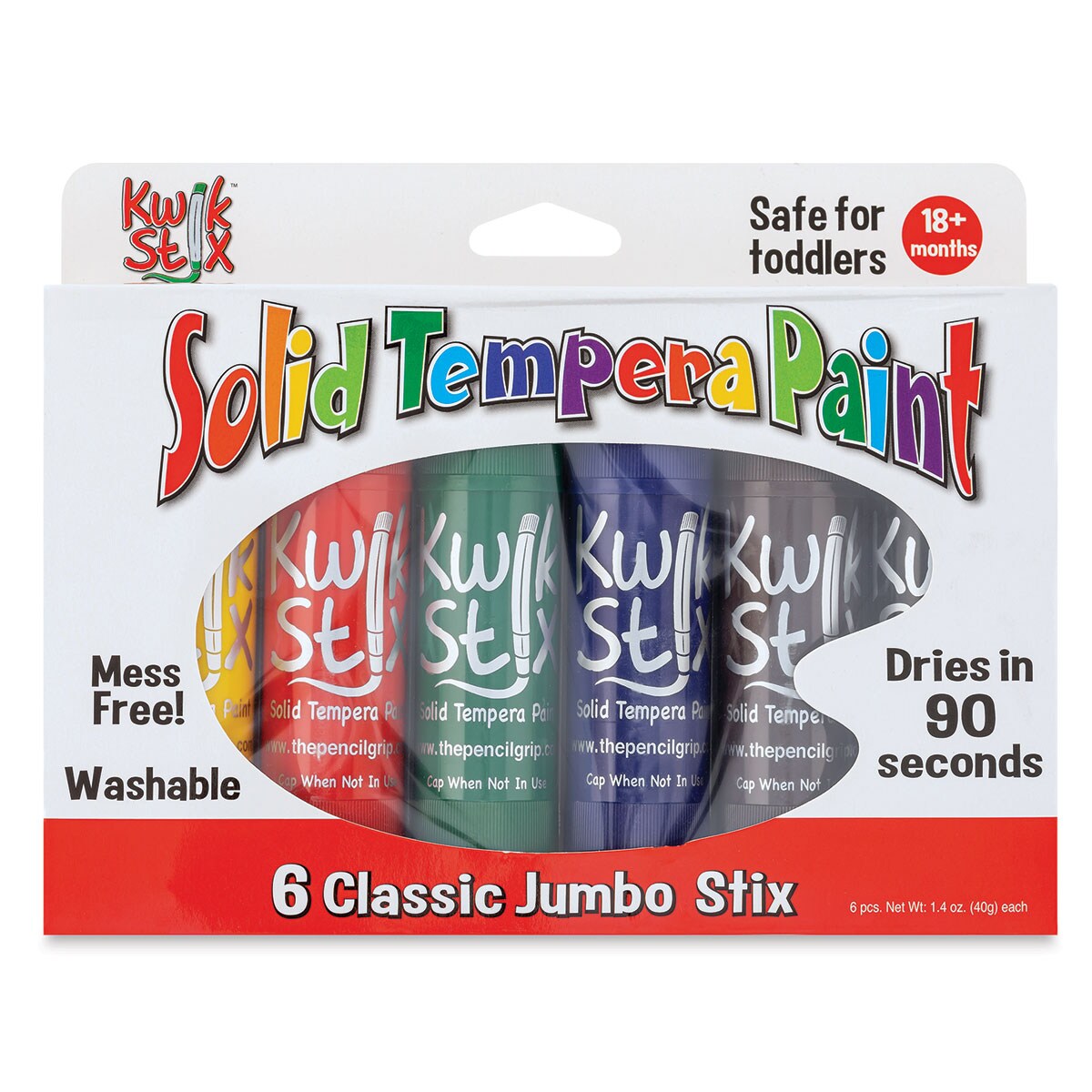 Kwik Stix Tempera Paint - Jumbo Stix, Classic Colors, Set of 6