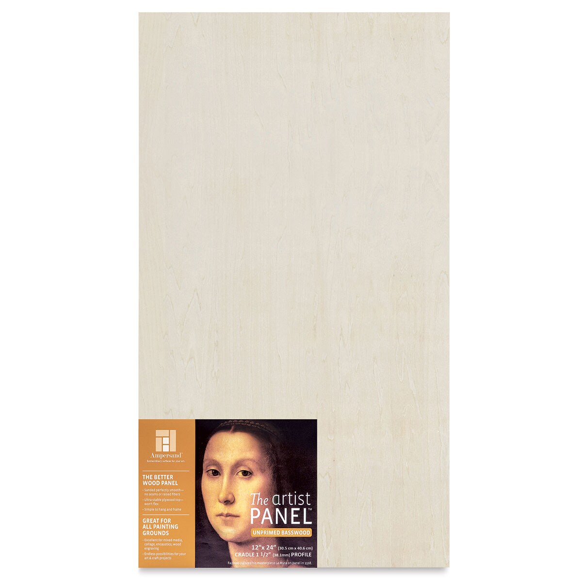 Ampersand Value Series Artist Wood Panel - 12&#x22; x 24&#x22;, 1-1/2&#x22; Cradle