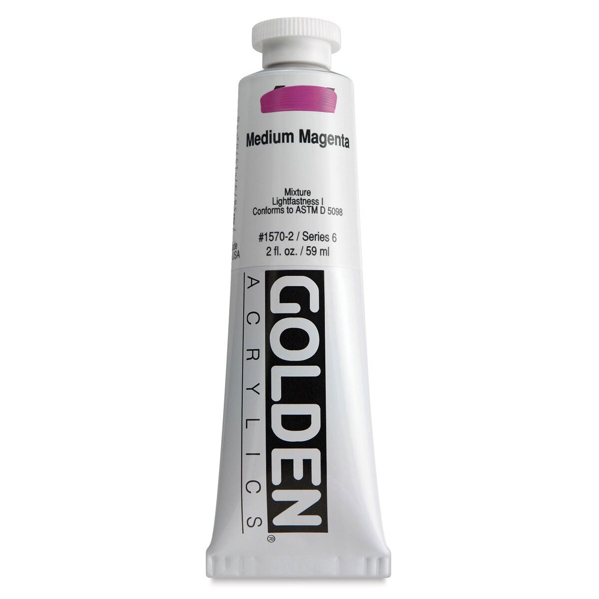 Golden Heavy Body Artist Acrylics - Medium Magenta, 2 oz Tube