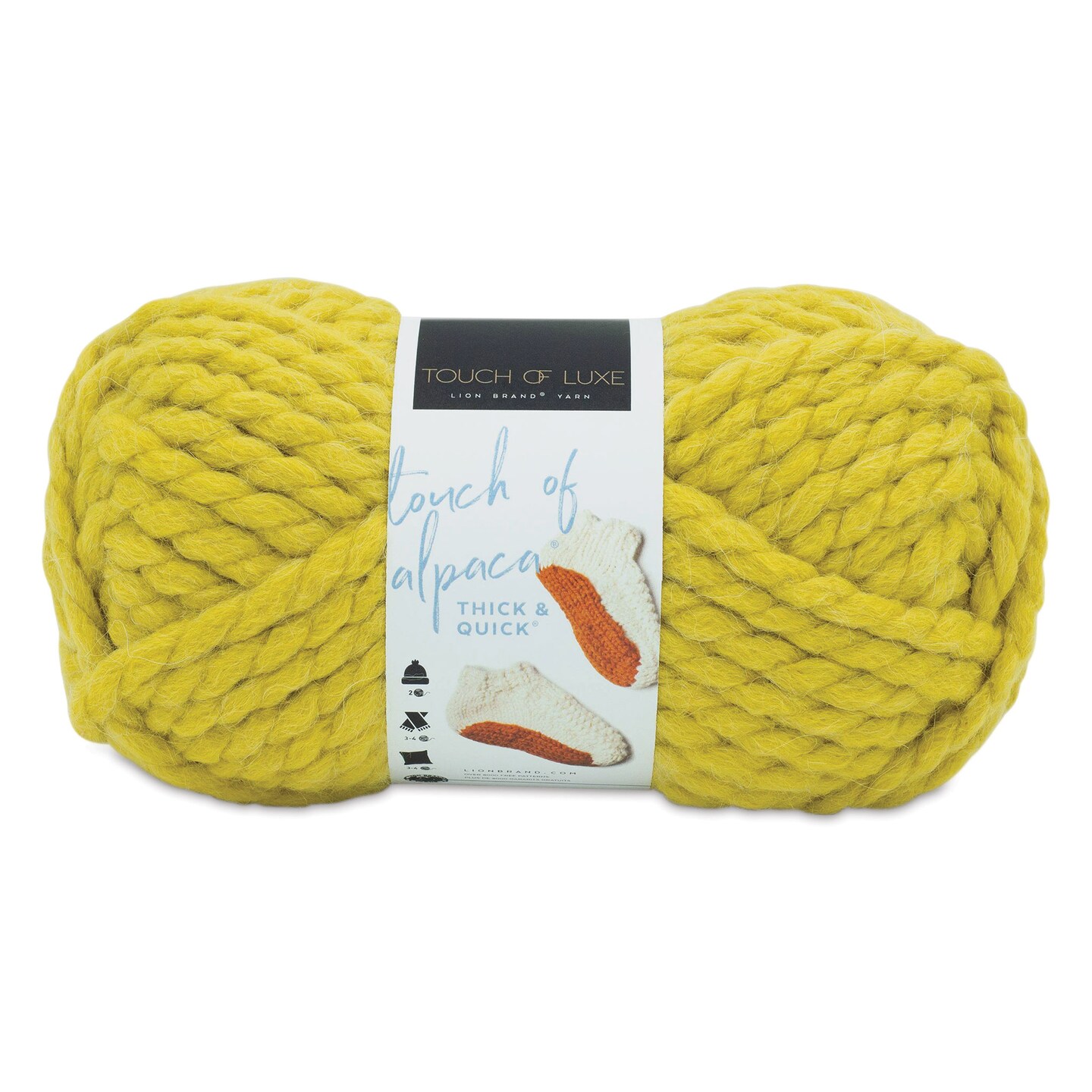 Lion Brand Touch of Alpaca Thick & Quick Yarn - Yellow Mustard, 44 yds