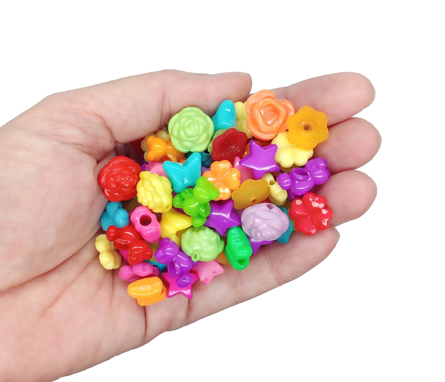 Bright Acrylic Bead Mix, 100 piece Assortment, Kandi Bracelet Bulk Beads, Adorabilities