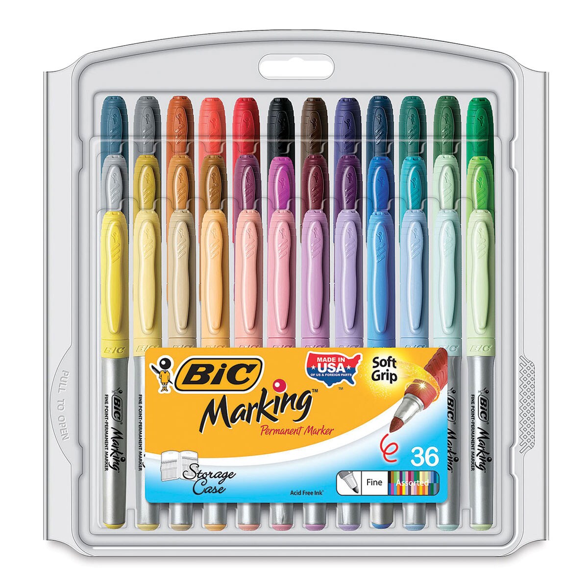 Bic Intensity Permanent Markers - Assorted Colors, Fine Tip, Set of 36