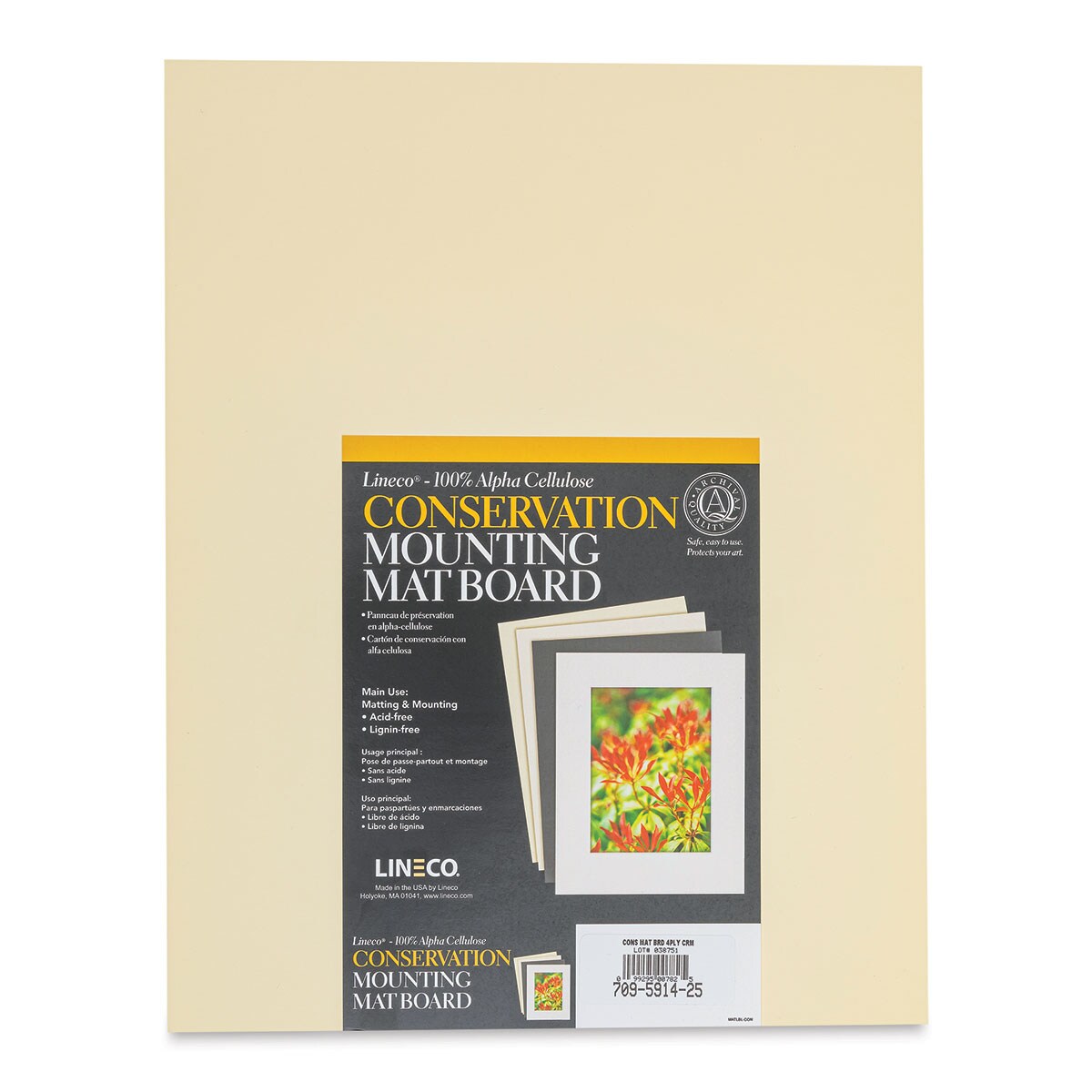 Lineco Conservation Matboard - Cream, 4 ply, Pkg of 25, 11&#x22; x 14&#x22;