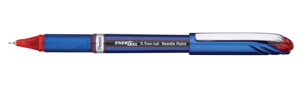 EnerGel NV Liquid Gel Pen, (0.5mm) Needle Tip, Fine Line Capped, Red Ink
