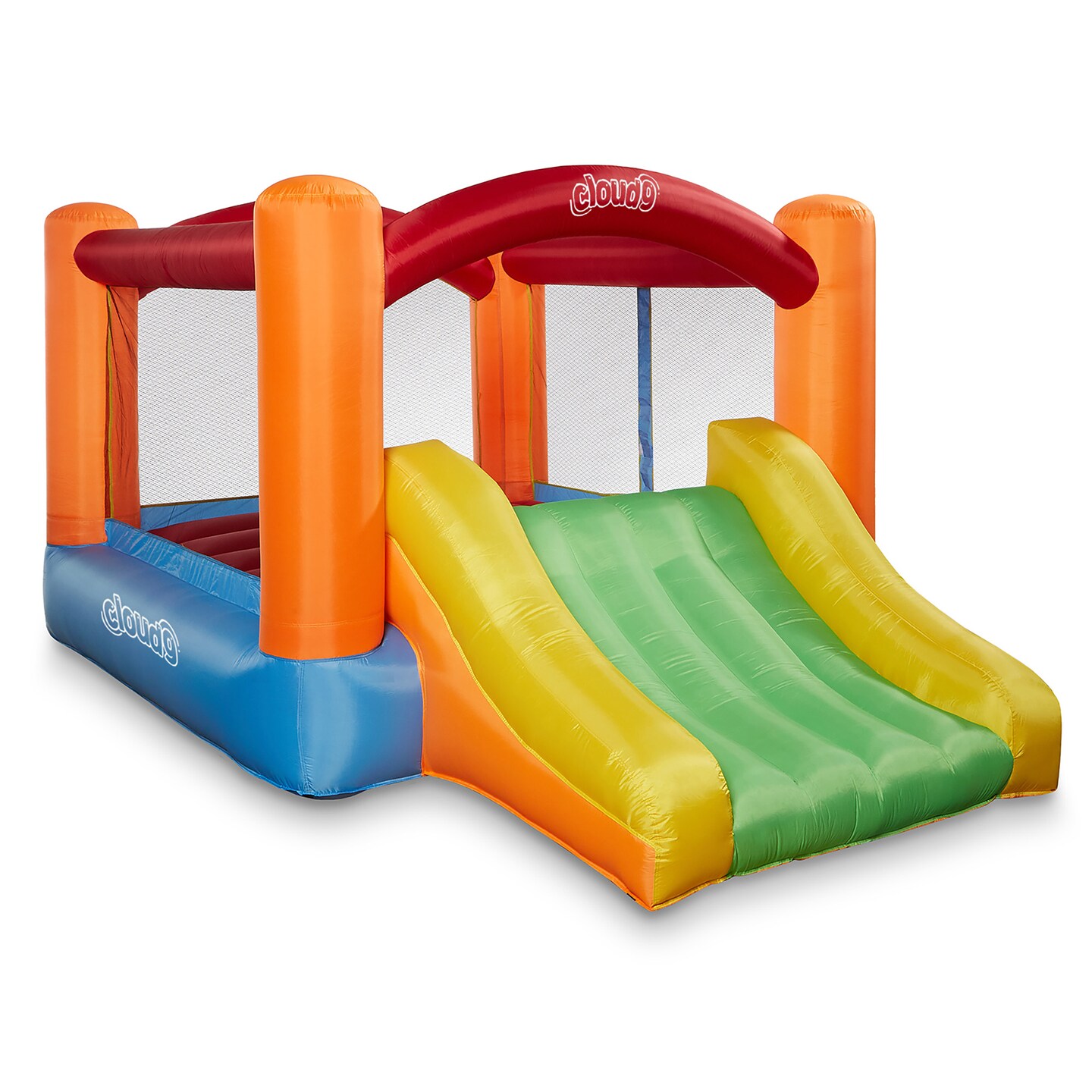 Cloud 9 Inflatable Bounce House and Blower, Bouncer for Kids with Fun Slide, Includes Stakes and Repair Patches
