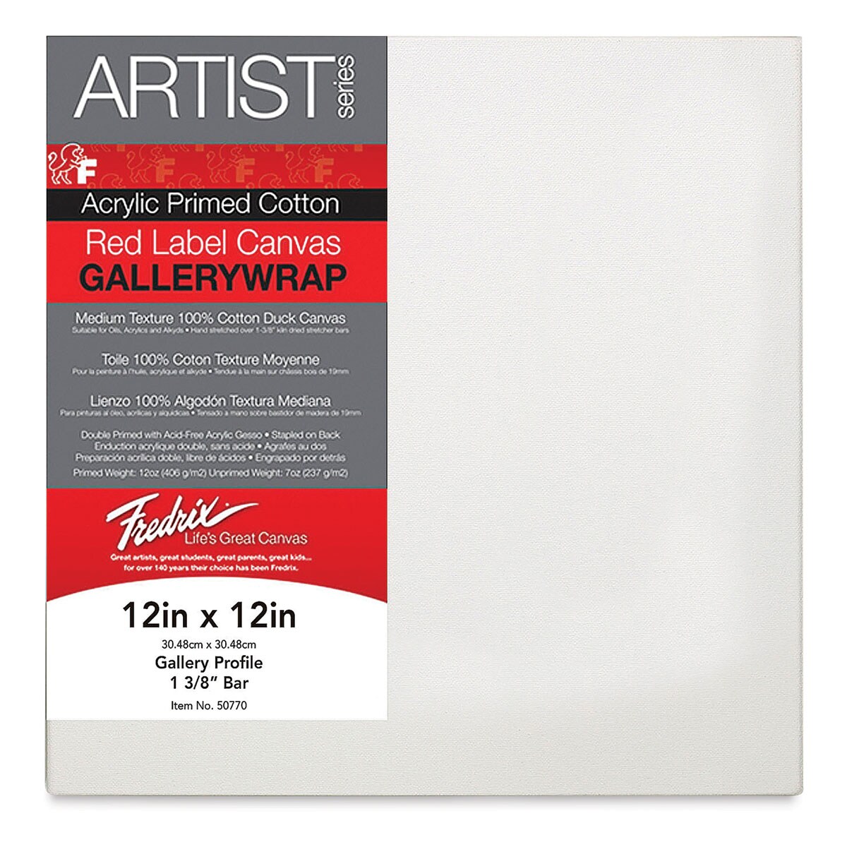 Fredrix Profile Cotton Canvas - 12&#x22; x 12&#x22;, Gallerywrap