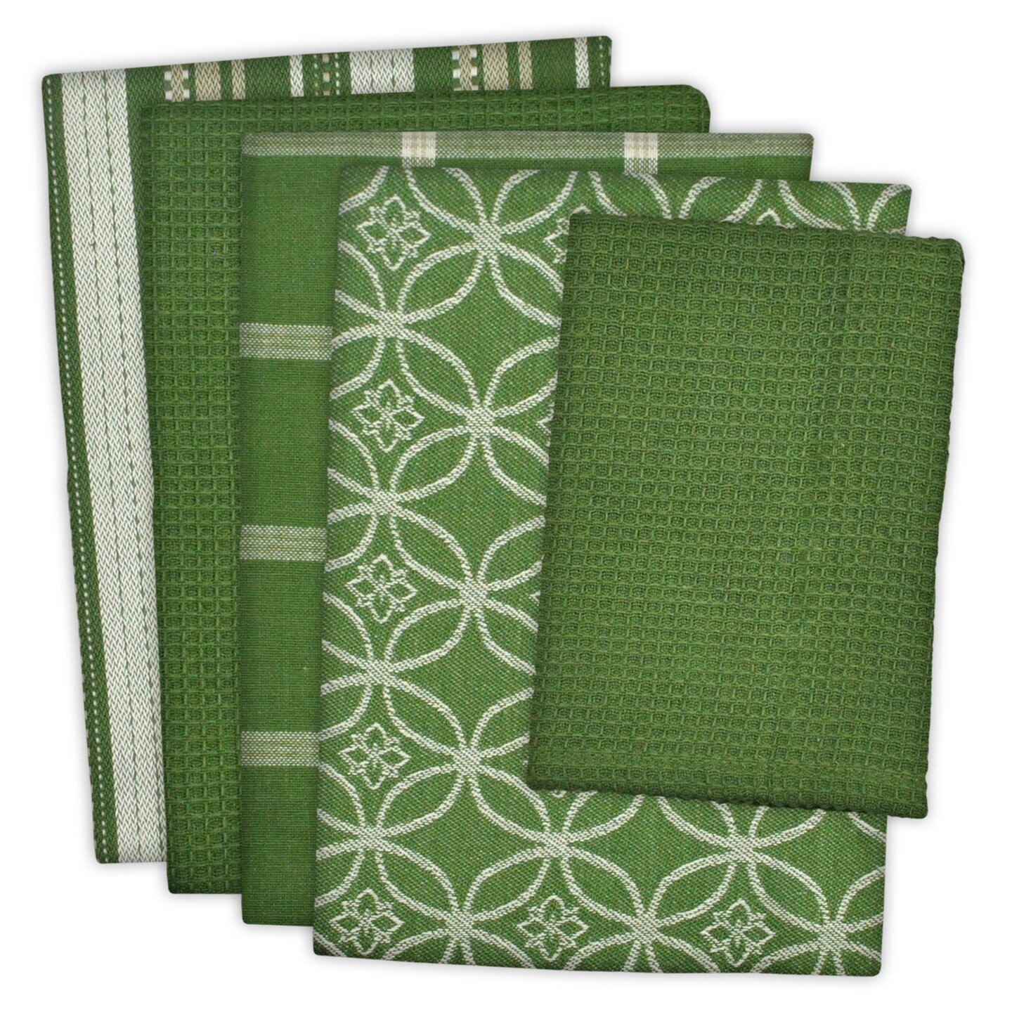 DII Assorted Sage Dishtowel & Dishcloth (Set of 5)