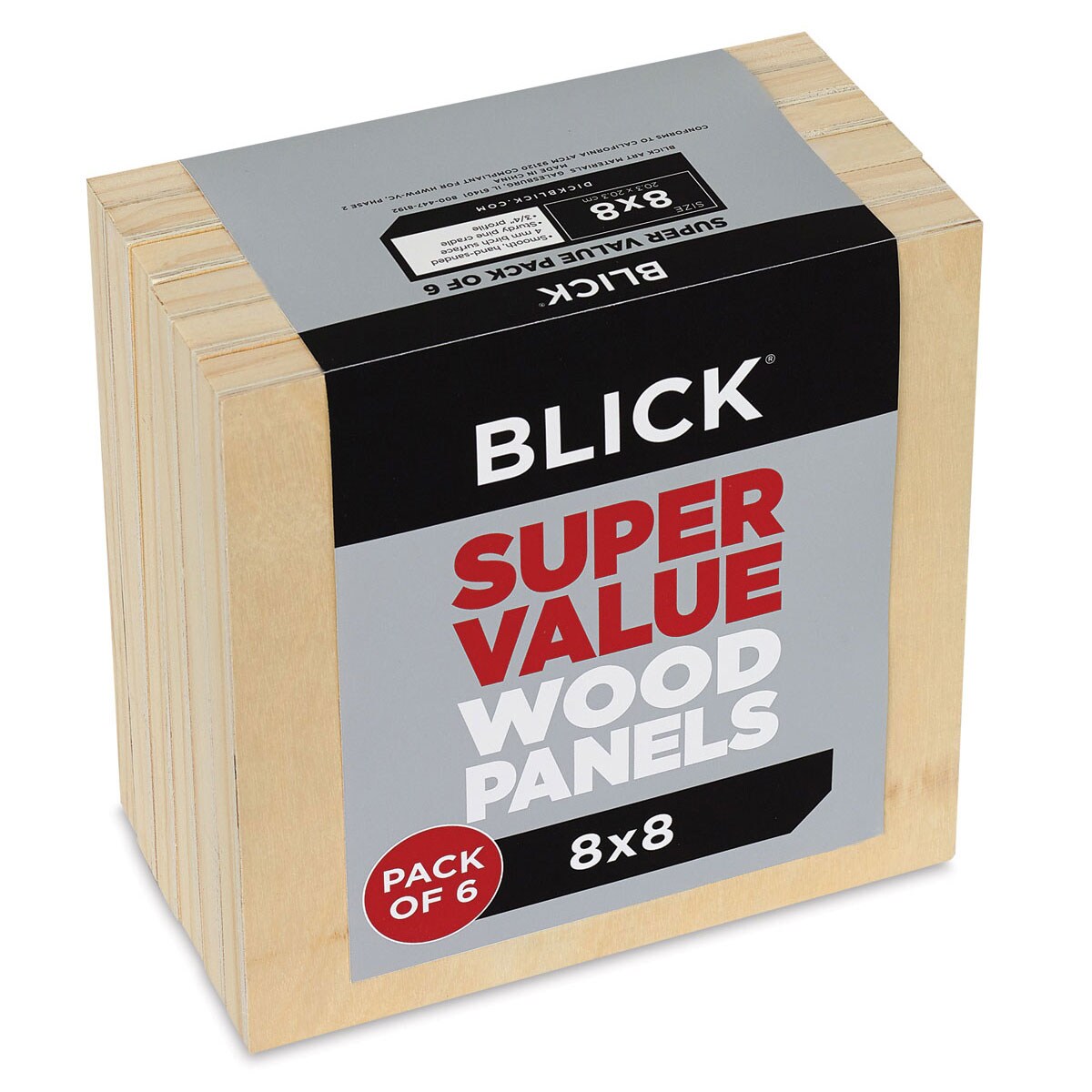 Blick Super Value Wood Panel Pack - 8&#x22; x 8&#x22;, Pkg of 6