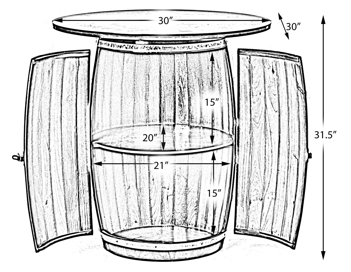 Wine Barrel Round Table Wine Storage Cabinet