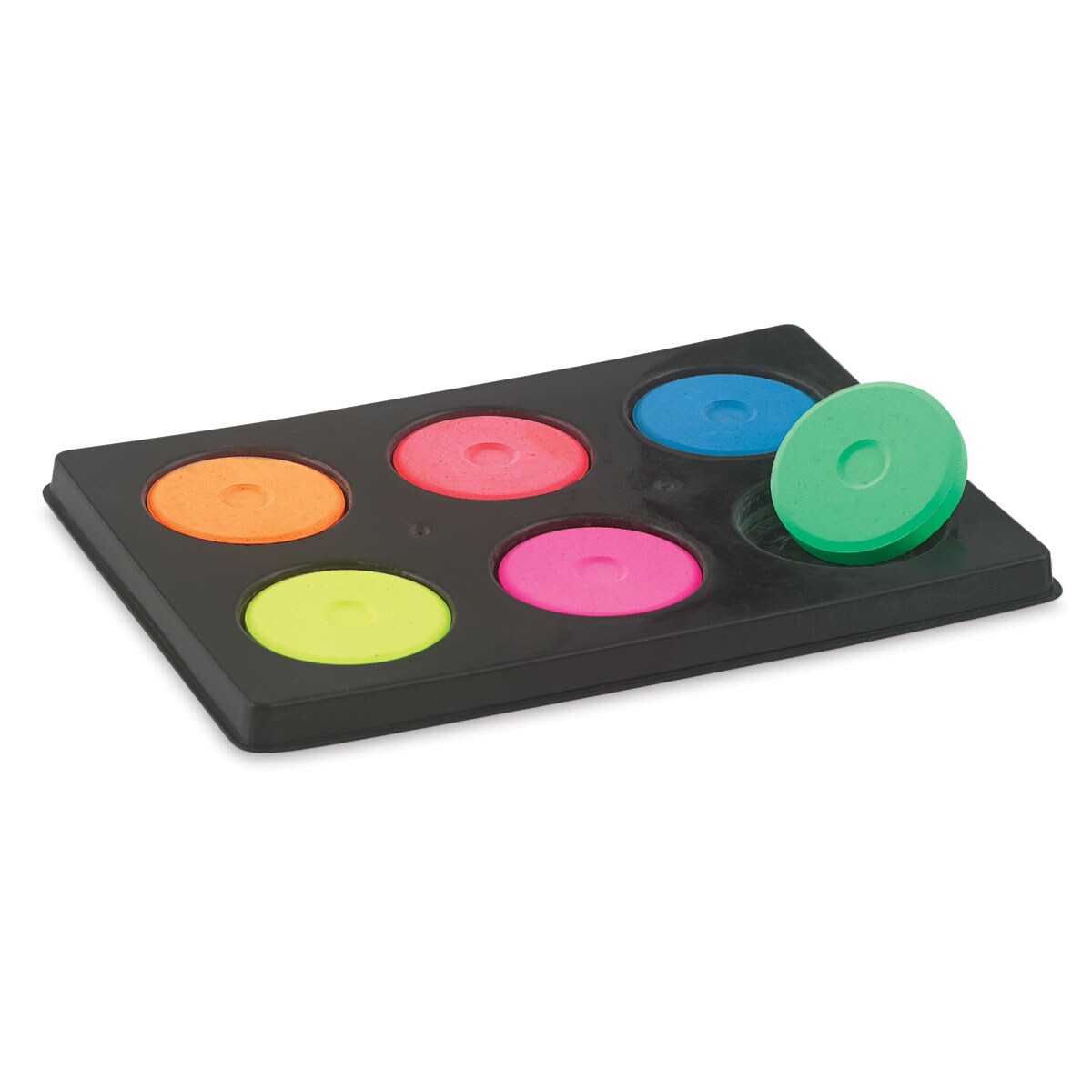 Richeson Tempera Cakes - Set of 6 with Tray, Fluorescent Colors, Mini Cakes