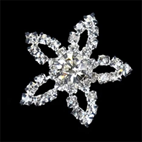 Belagio Rhinestone Shank Button, 0.75" Diameter, 1 Piece, Star Design, Silver/Crystal