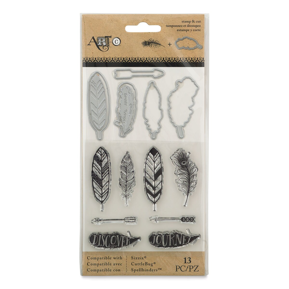 Momenta Die and Stamp Combo Sets Feathers Michaels