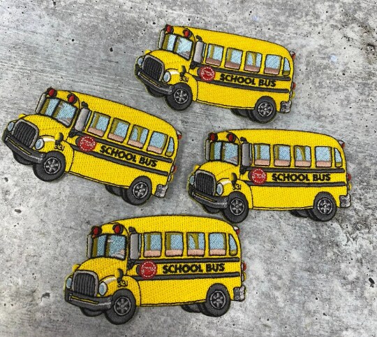 Patch Party Club “Yellow School Bus” Iron-On Embroidered Patch, Size 4”