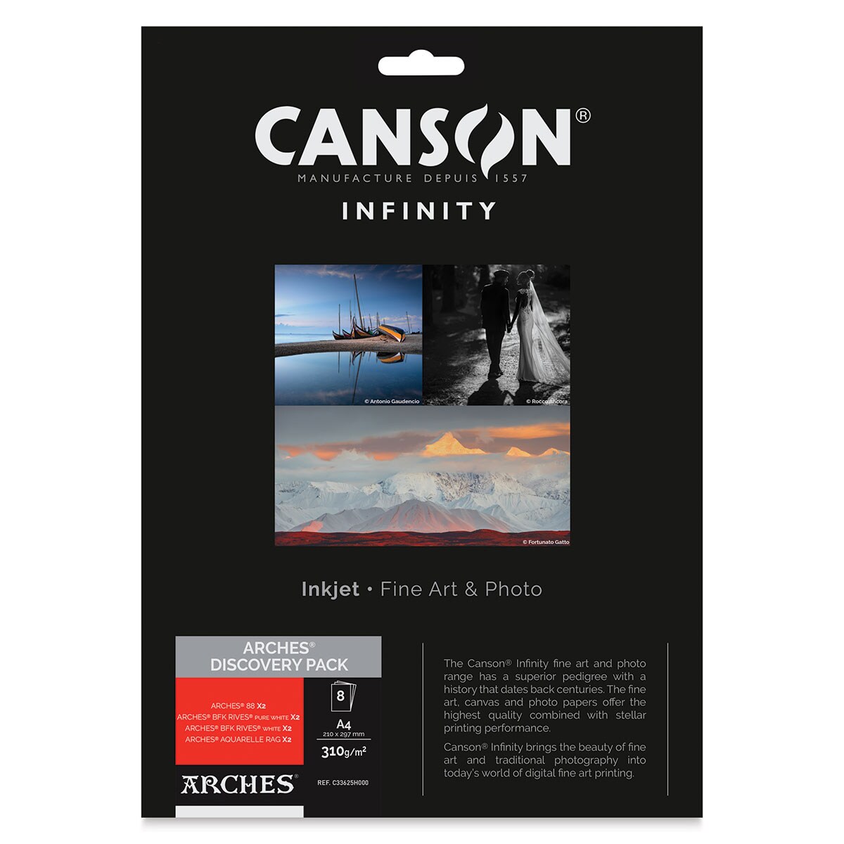 Canson Infinity Arches Inkjet Paper Discovery Pack - Package of 8 Sheets, 8-1/2&#x22; x 11, 310 gsm