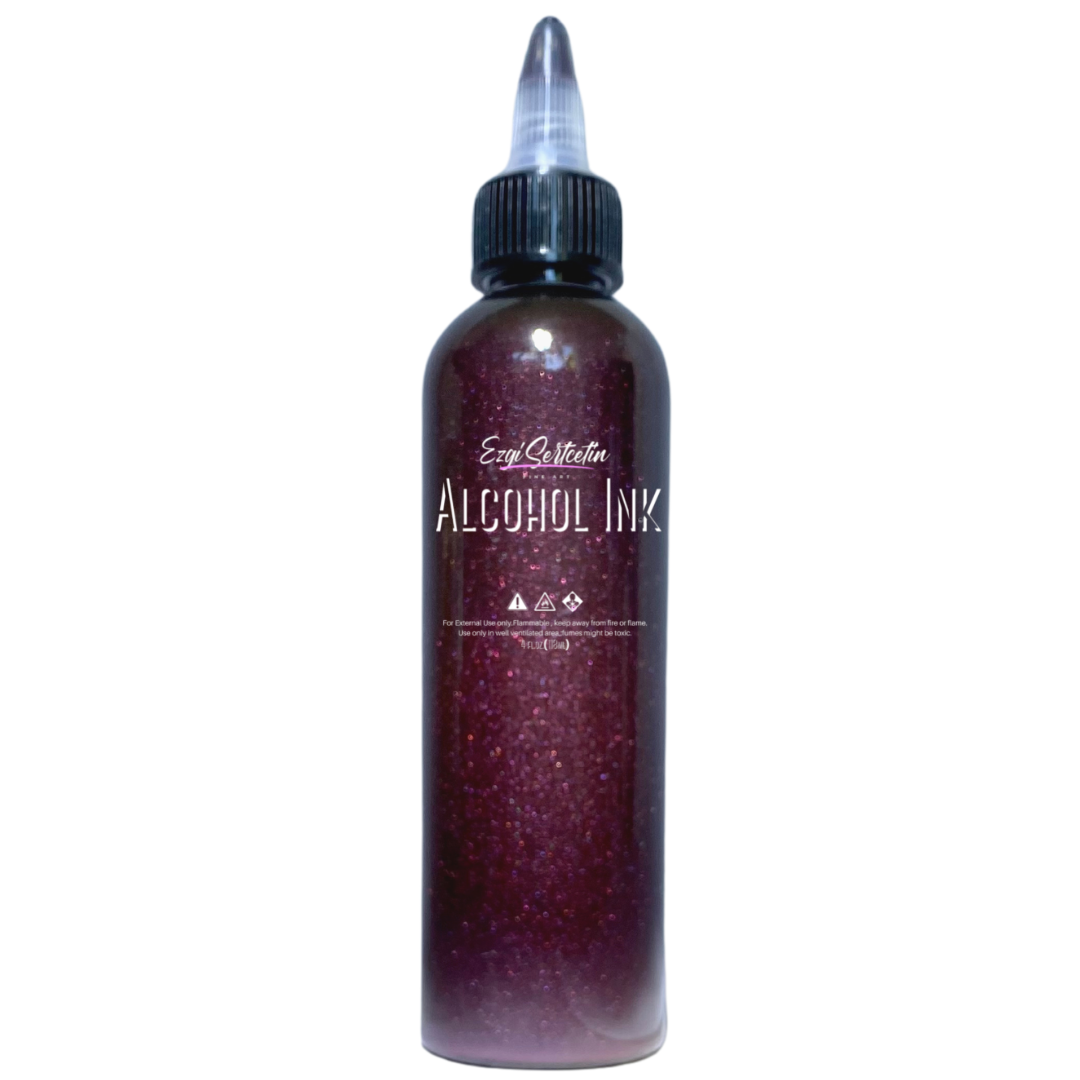 Premium Alcohol Ink | Metallic and Vibrant | High Saturated Unique Colors | For Tumblers, Coasters, Resin Dye, Alcohol Ink Paper, Yupo, Resin Petri Dish | 4 oz by volume | by Ezgi Sertcetin