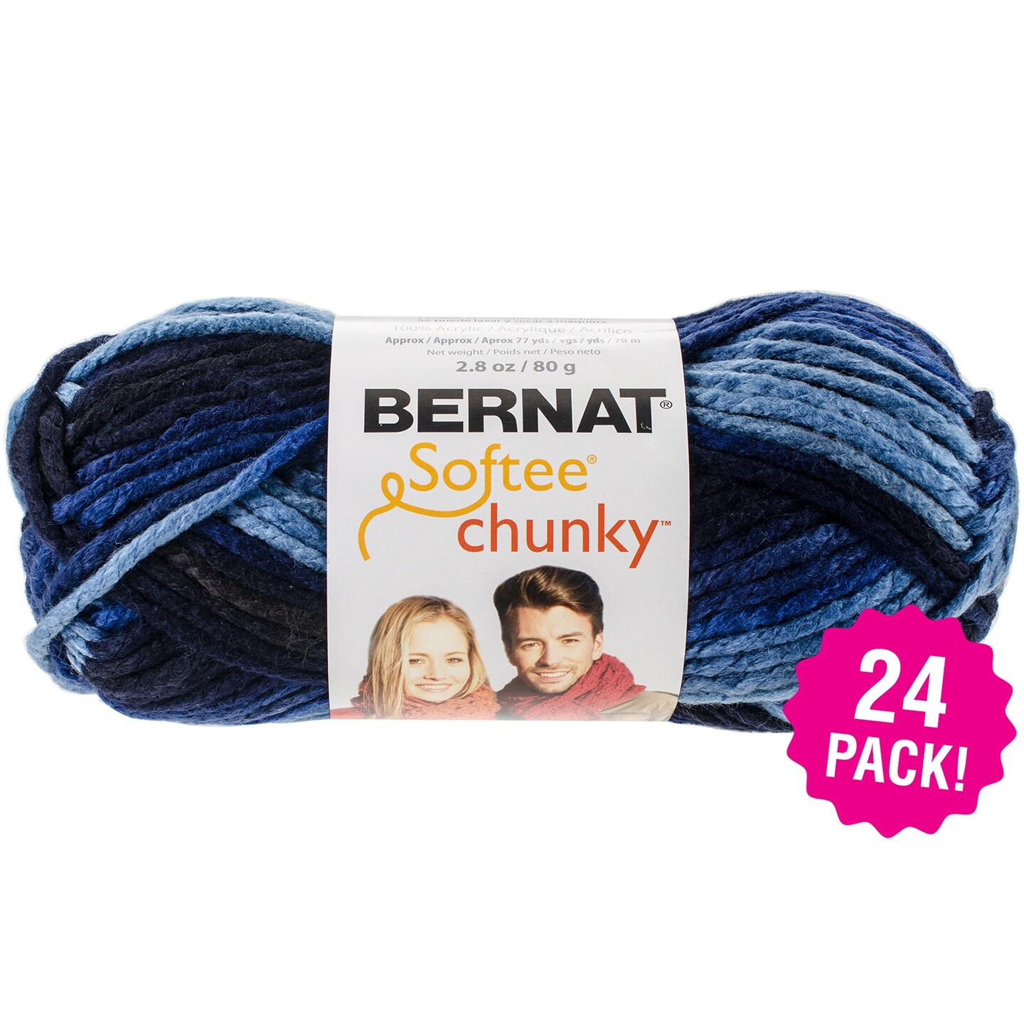 Multipack of 24 - Bernat Softee Chunky Ombre Yarn-Denim
