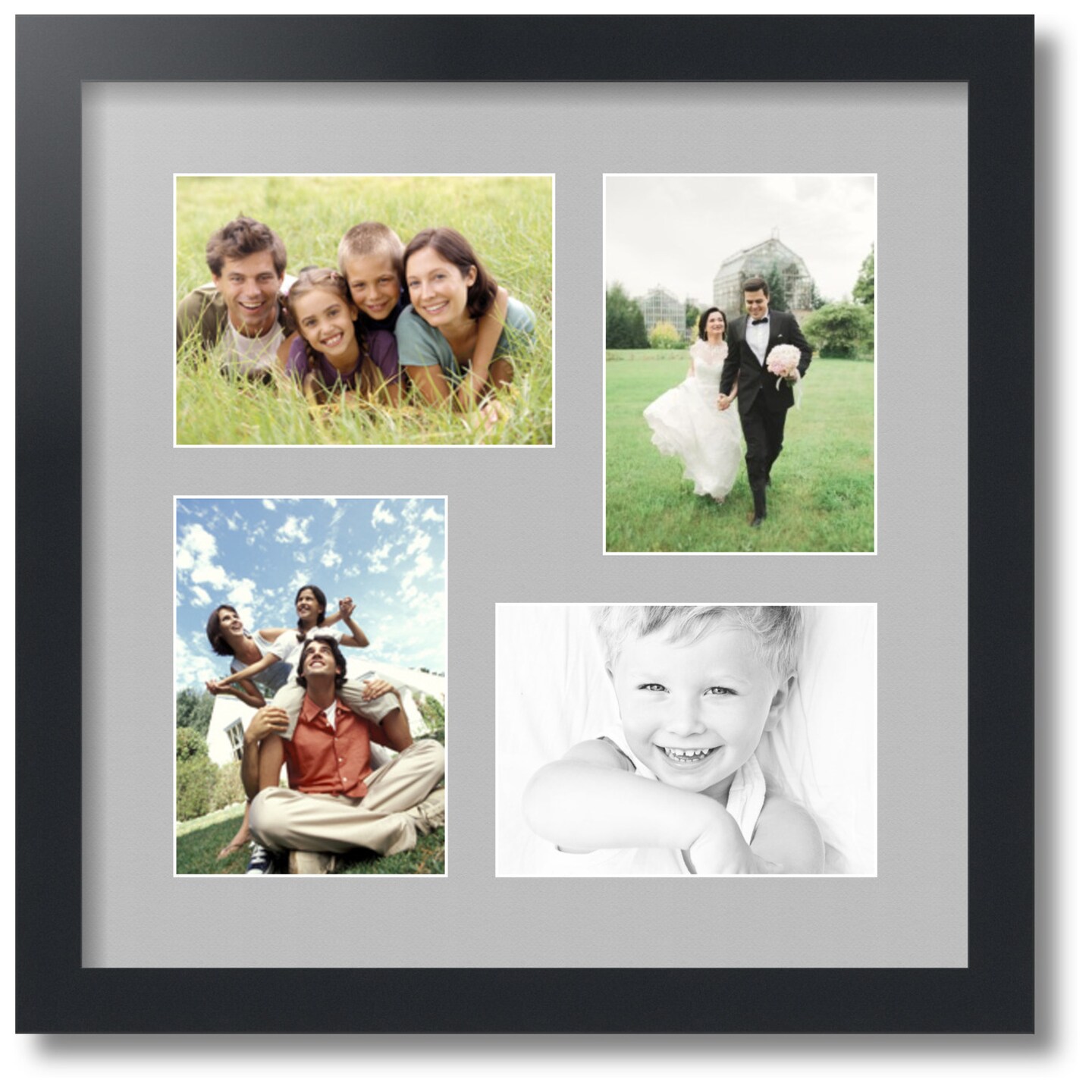 ArtToFrames Collage Photo Picture Frame with 4 - 5x7 inch Openings, Framed in Black with Over 62 Mat Color Options and Plexi Glass (CSM-3926-179)
