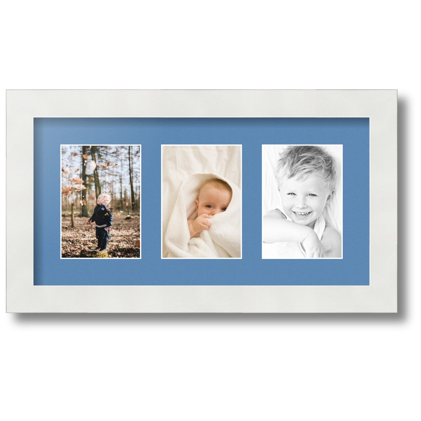ArtToFrames Collage Photo Picture Frame with 3 - 3.5x5 inch Openings, Framed in White with Over 62 Mat Color Options and Regular Glass (CSM-3966-29)