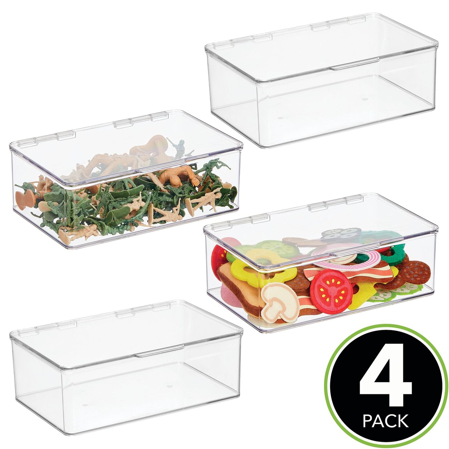 mDesign Plastic Stackable Toy/Game Storage Bin Box Hinged Lid 4 Pack Michaels