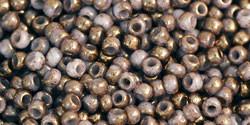 Toho 11/0 Round Japanese Seed Bead, TR11-1700, Gilded Marble White