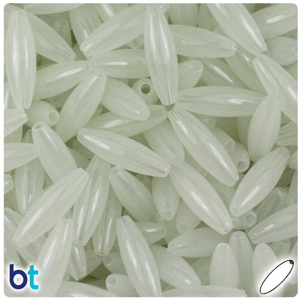 BeadTin Night Glow-in-the-Dark 19mm Spaghetti Plastic Craft Beads (150pcs)