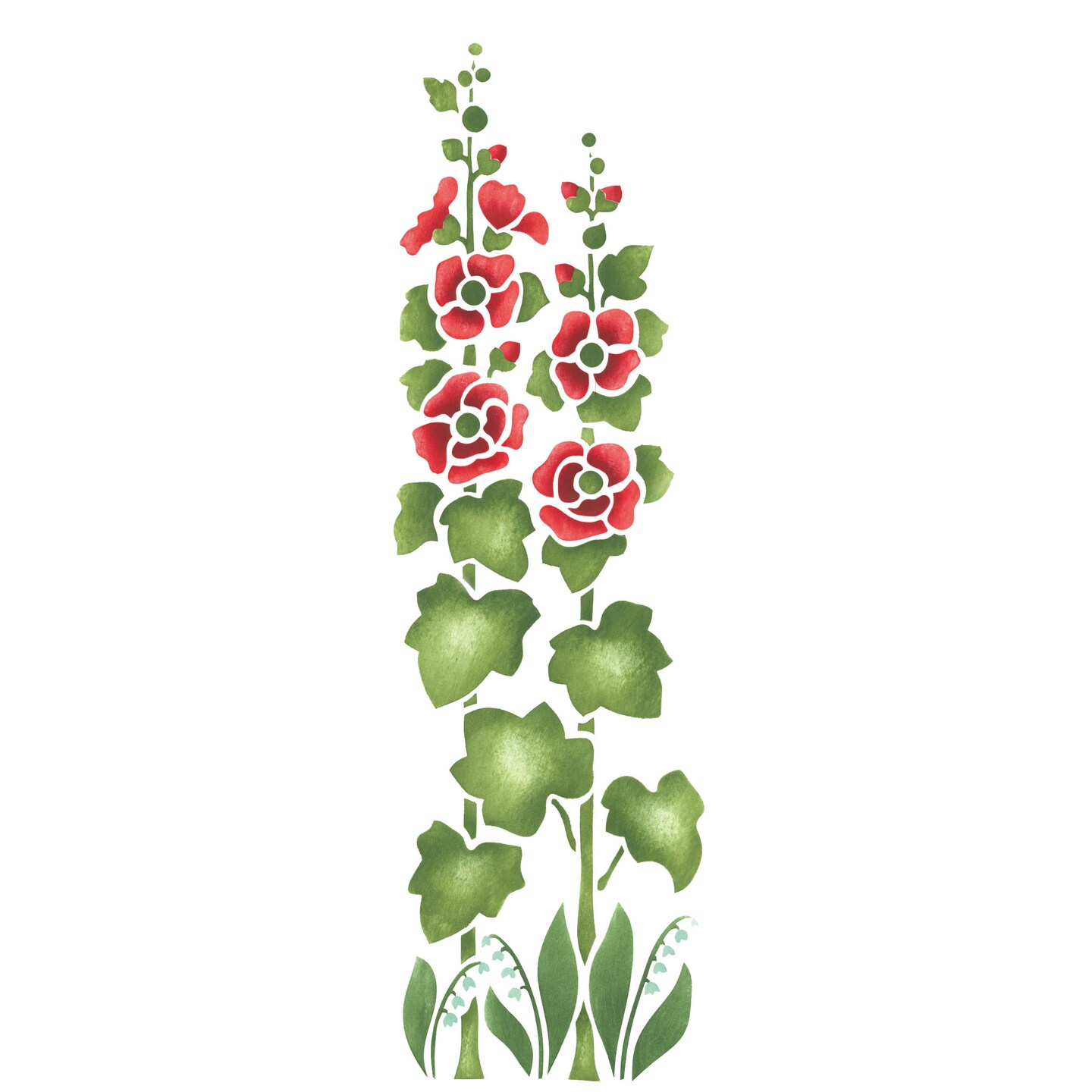 Tall Hollyhocks Wall Stencil | 983 by Designer Stencils | Floral Stencils | Reusable Art Craft Stencils for Painting on Walls, Canvas, Wood | Reusable Plastic Paint Stencil for Home Makeover | Easy to Use & Clean Art Stencil