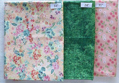Peach Floral and Green 2 Yards 16 Cotton Fabric Last of the Best End of Bolt