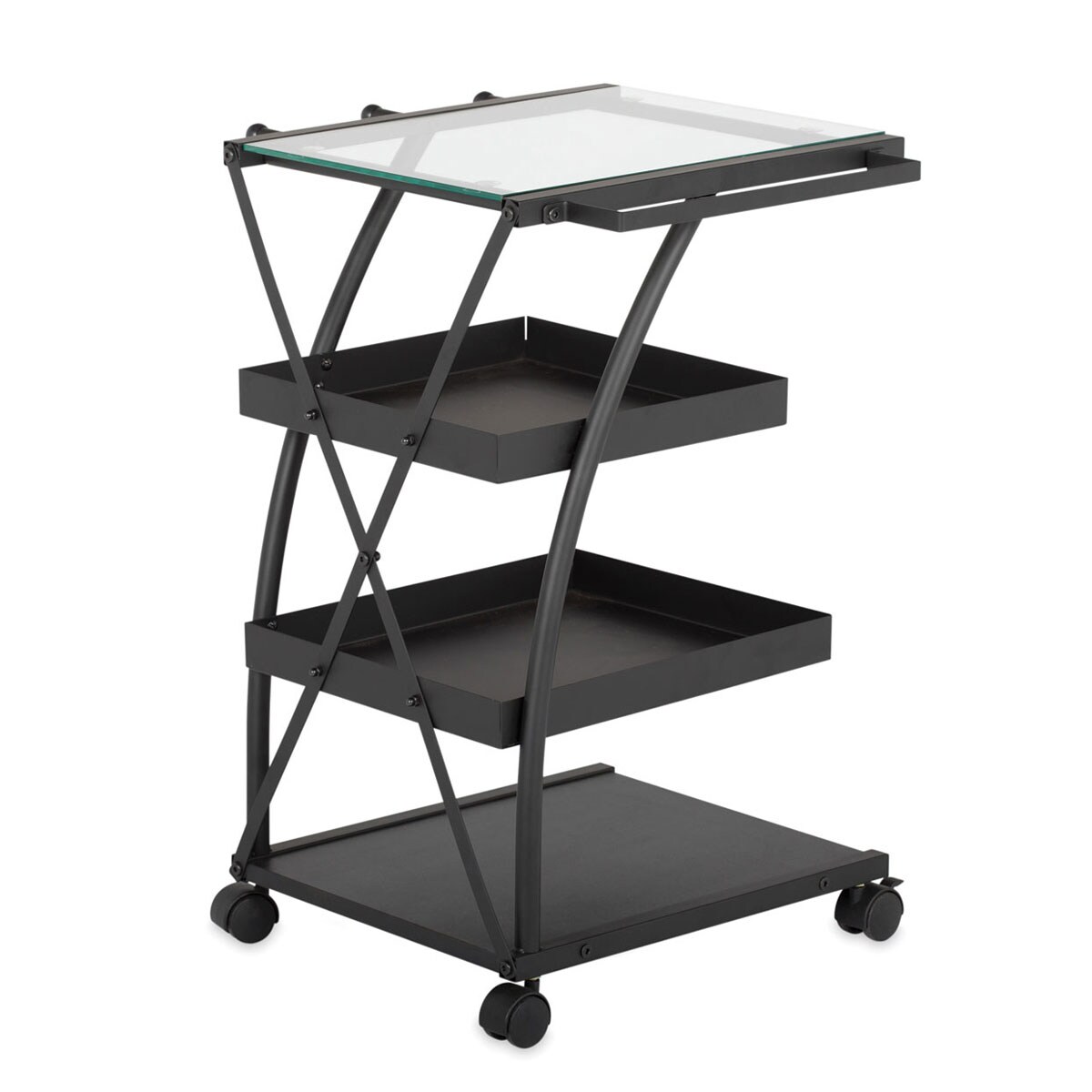 Studio Designs Triflex Taboret - Charcoal w/ Clear Glass