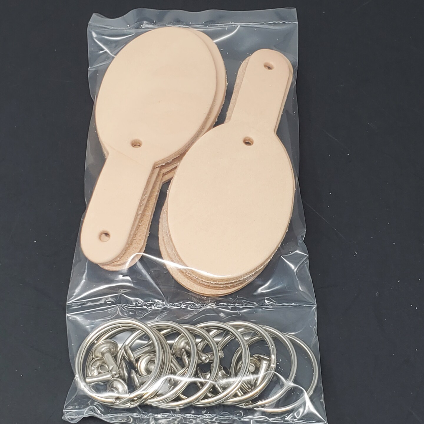 Natural Leather Keychains Kit ,Blank Key Fobs, 10 Pre Punched Natural Veg Tanned DIY Leather Key Fobs