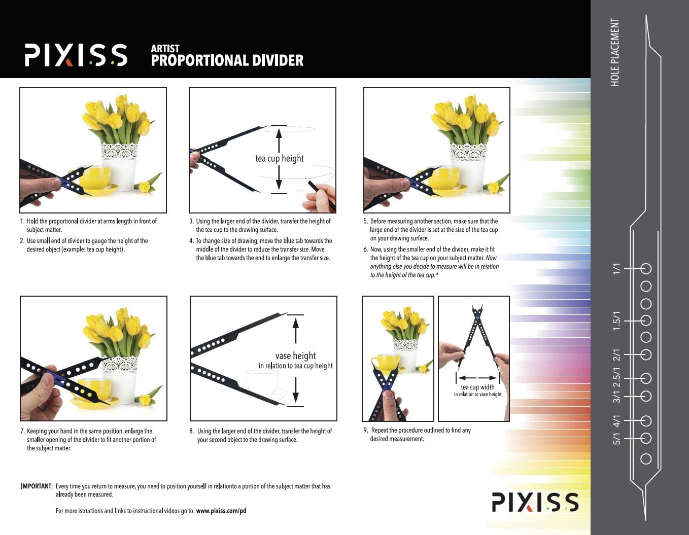 Pixiss Proportional Divider Artist Drawing Tool for Artists, Professional Caliper