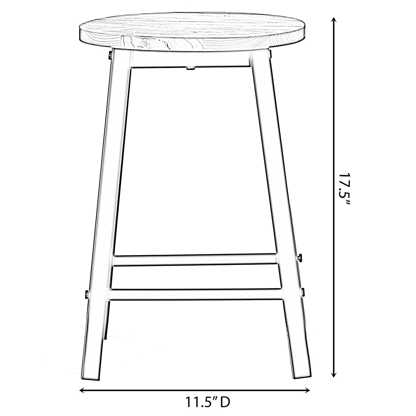 Wooden 17.5&#x22; High Black Round Bar Stool with Footrest for Indoor and Outdoor