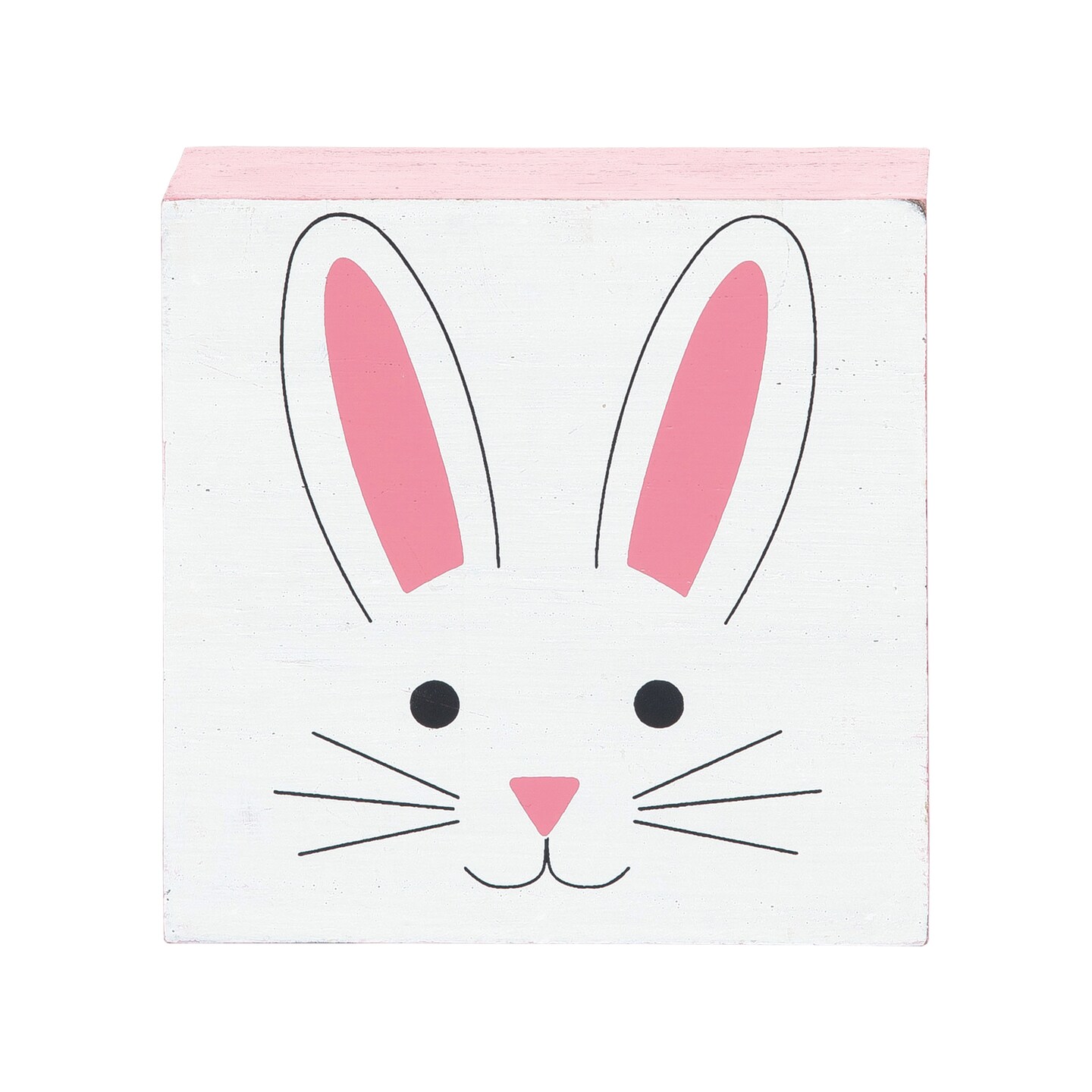 4.75" Happy Easter Bunny Rabbit Single Shelf Sitter Centerpiece Block Figurine