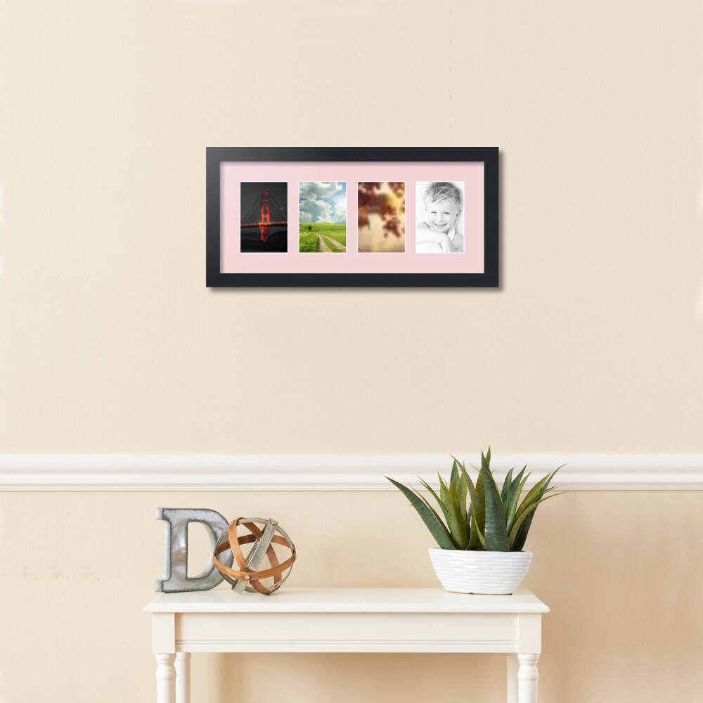 ArtToFrames Collage Photo Picture Frame with 4 - 4x6 inch Openings, Framed in Black with Over 62 Mat Color Options and Plexi Glass (CSM-3926-14)