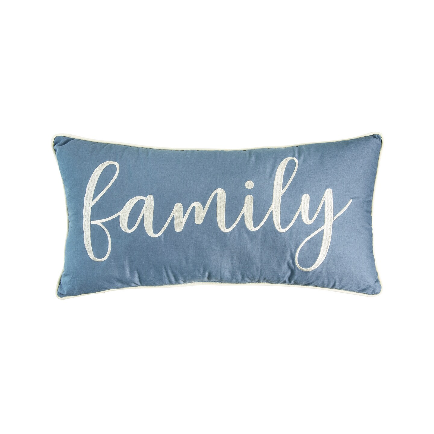 Embroidered "Family" Cursive Script Rectangle Accent Pillow, 12" x 24"